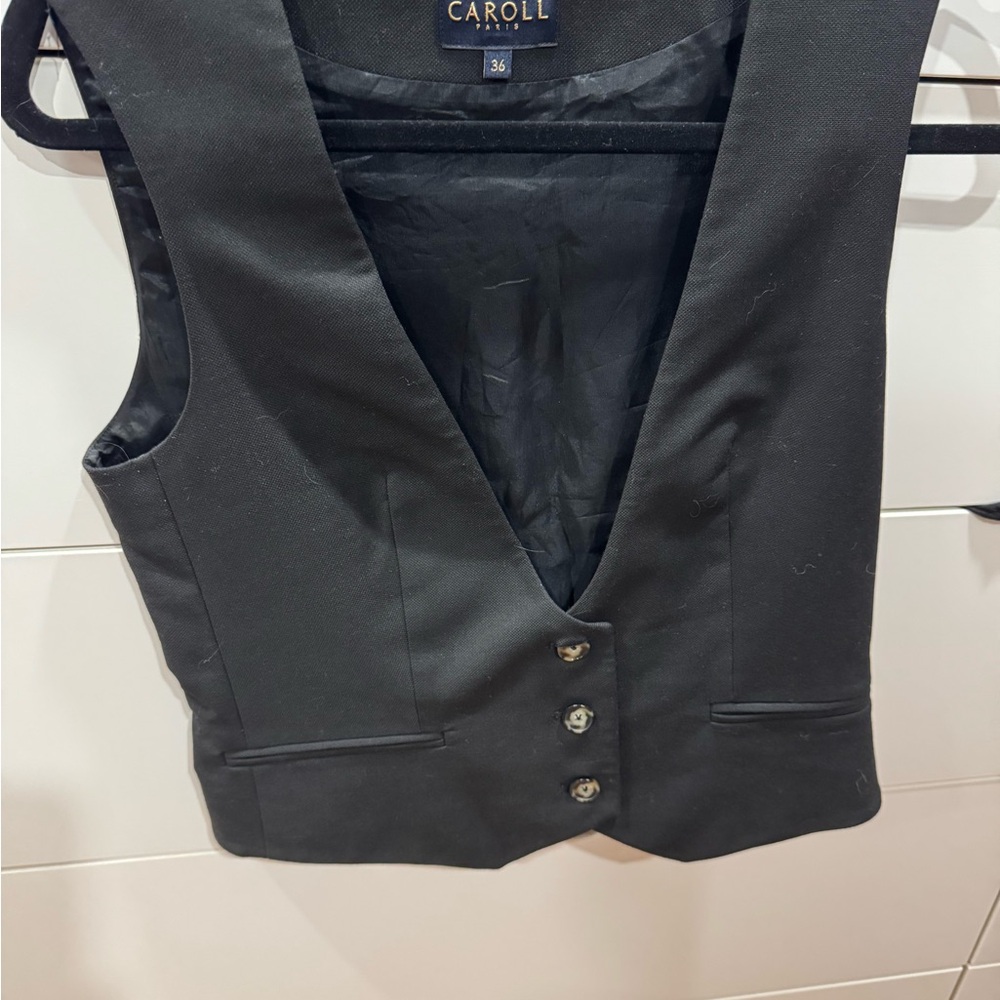 Caroll Black Vest with Button Detail
